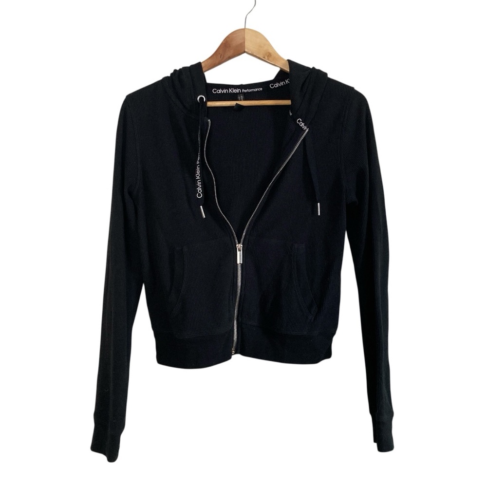 Calvin Klein Performance Black Zip Up Hoodie Women’s Small Athletic Jacket